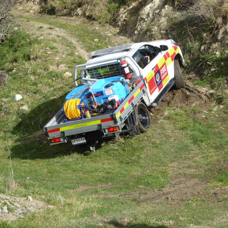 Fire Chaser on uneven slippery track